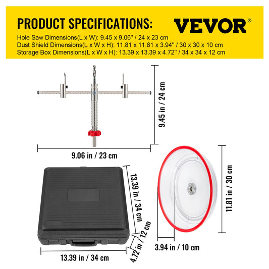 SucceBuy 40-200mm 40-300mm Adjustable Steel Hole Saw Cutter Kit w/ Shield Hole Cutter Drill Bit DIY Tool Sheetrock Veneer Slate