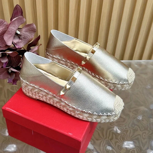 Retro Genuine Leather Round-Toe High Heel Shallow Woman Pumps Mules Shoes Female Mary Janes Slip-Ons Loafers Zapatos De Mujer