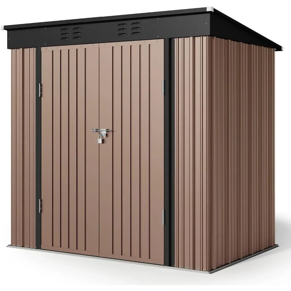 6 Foot by 4 Foot Outdoor Storage Shed with Double Lockable Doors Waterproof Metal Garden Shed